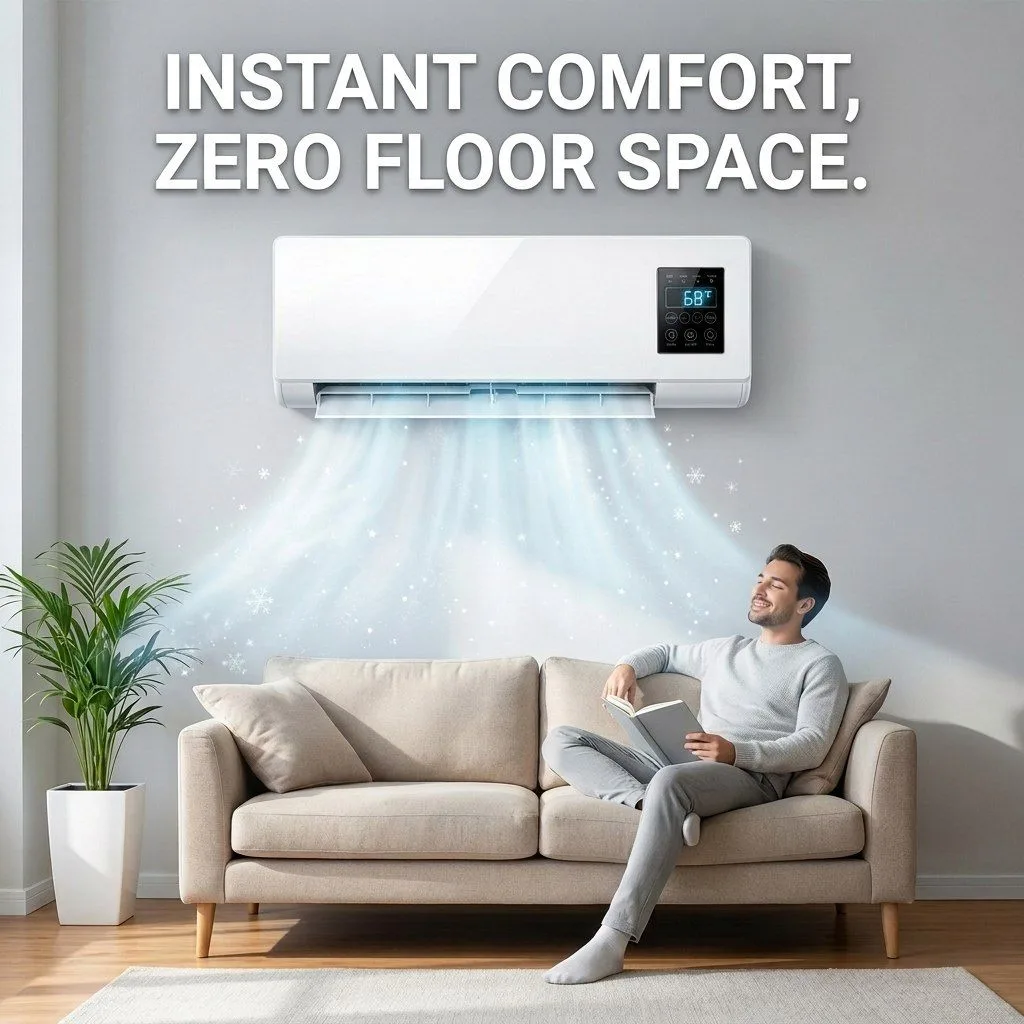 AerioQ mounted on a wall showing the slim white profile and black touch display