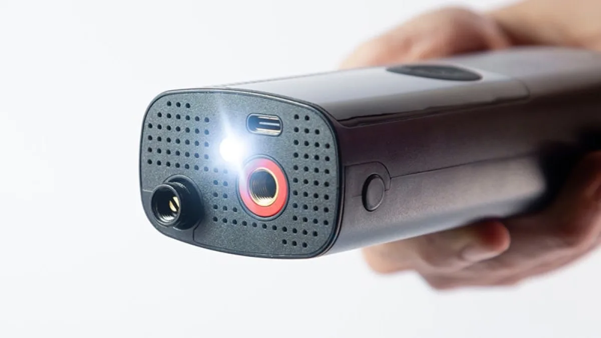Airmoto built-in LED light for low-light tire fills
