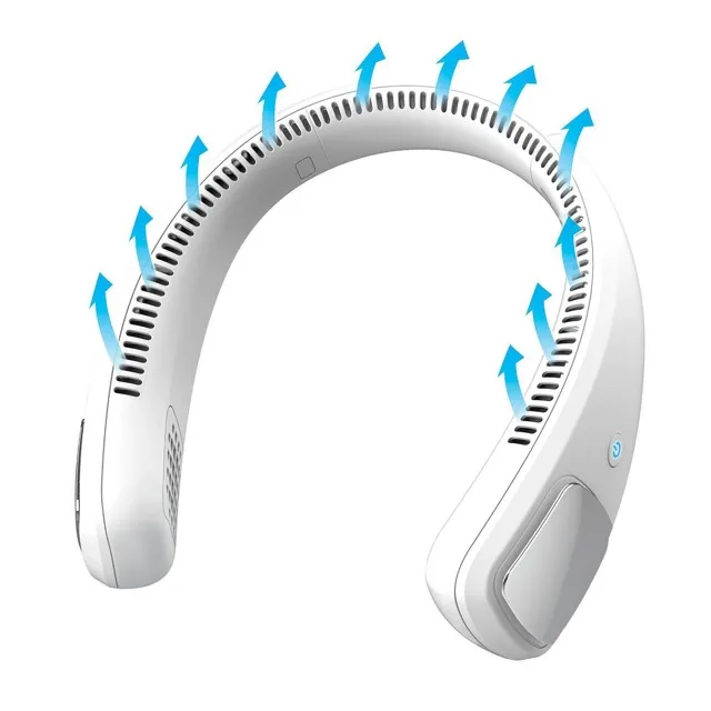 Person wearing the Arctic Air Freedom neck fan band around the neck