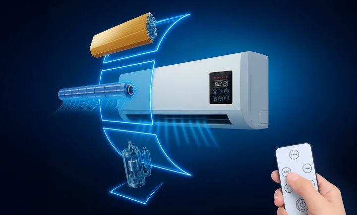 BlizzAir technology showing the FrostCore heat-exchange system and internal cooling coils