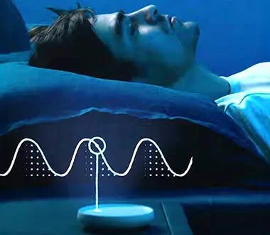 How the Dodow guides your breathing with pulsing blue light on the ceiling