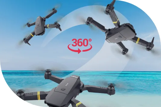 The Sky Hawk Drone's obstacle and stability features shown in a product panel