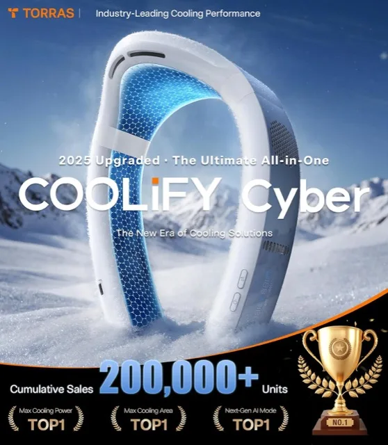 TORRAS Coolify Cyber neck air conditioner showing the band shape and cooling plate area