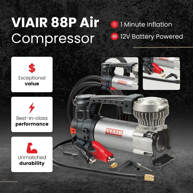 VIAIR 88P infographic showing value, performance, and durability highlights